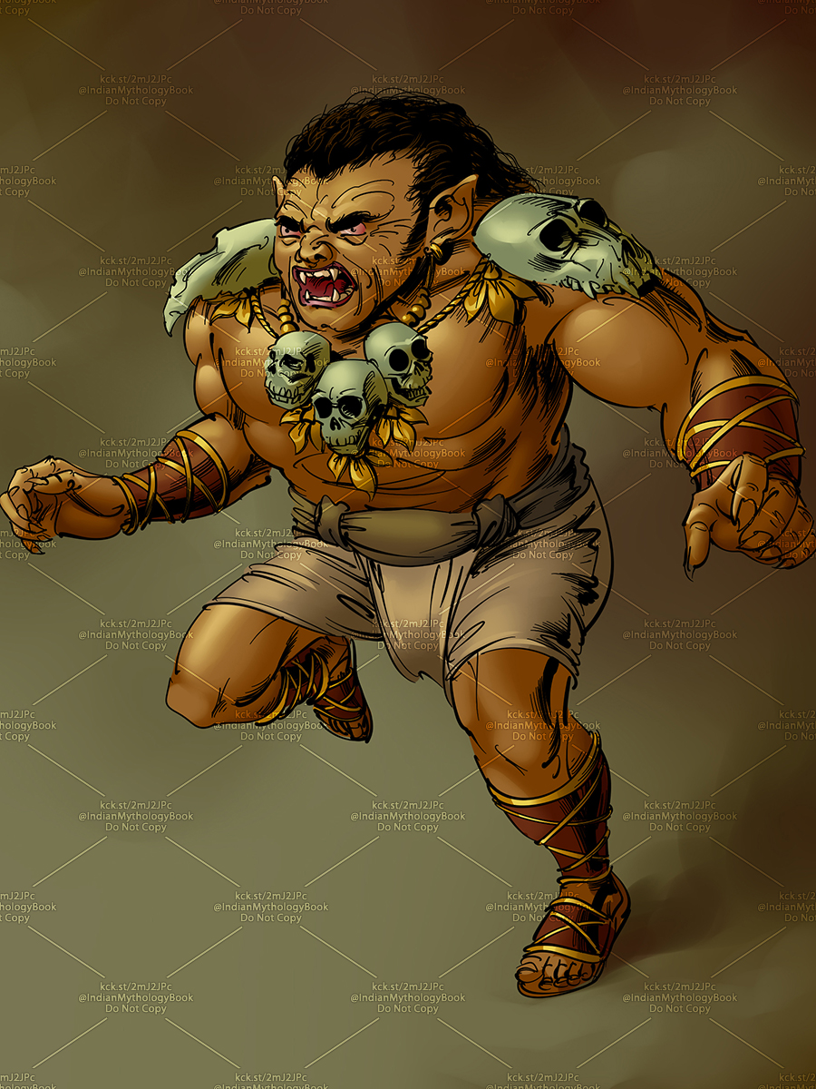 demon illustration for indian mythology illustrated picture book