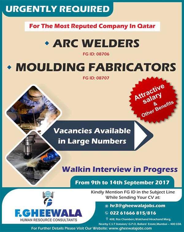 ARC WELDERS ☞ MOULDING FABRICATORS | Jobs in Qatar