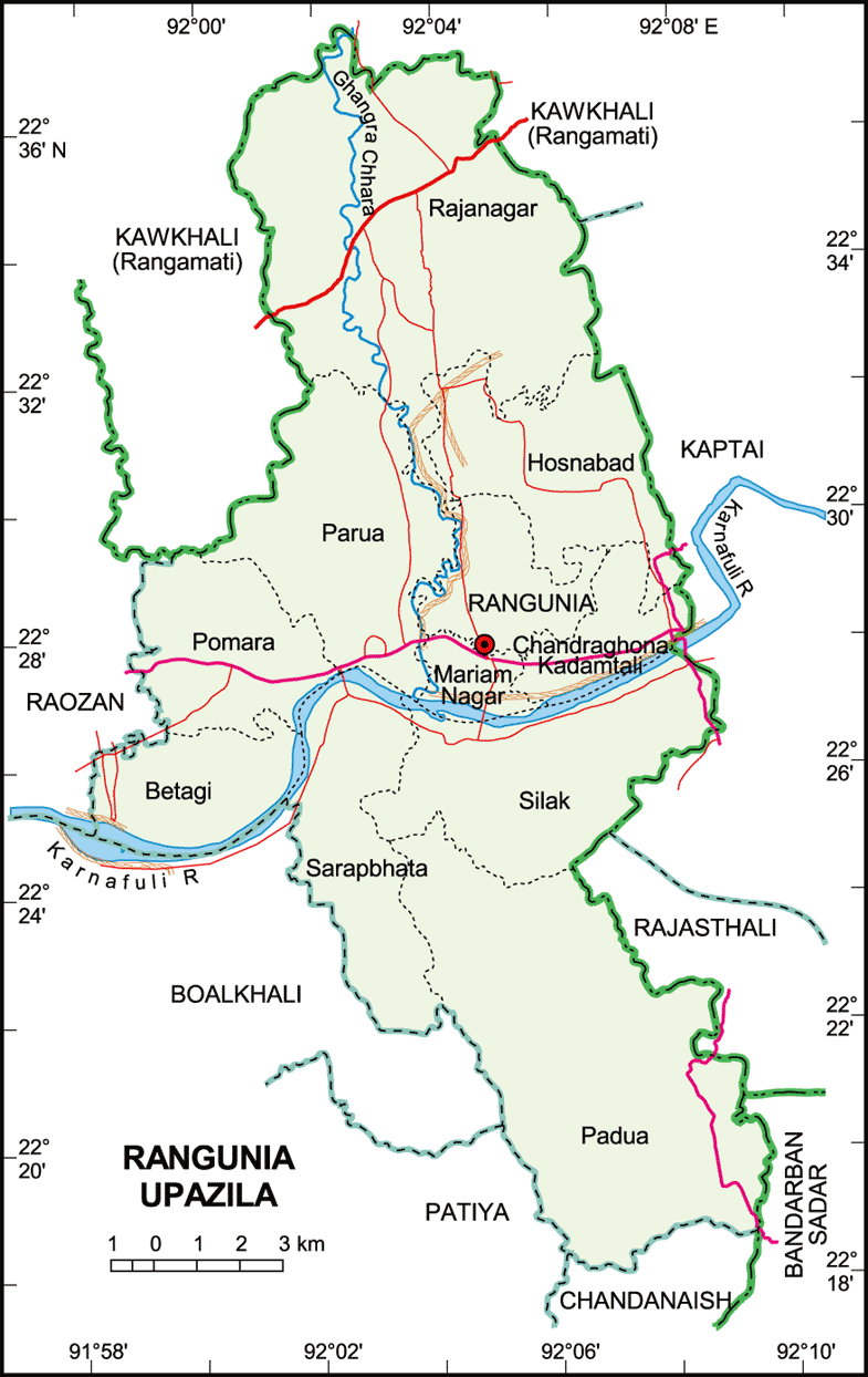 Rangunia Upazila Map Chittagong District Bangladesh