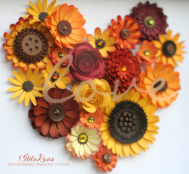 Autumn "love" Flower Shadow Box Tutorial | SVGCuts Files