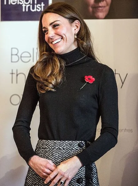 Kate Middleton wore Mulberry Paddington Coat and Dolce & Gabbana Boucle Wool Blend Skirt