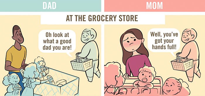 Honest Comics About How Differently Society Treats Dads Vs. Moms