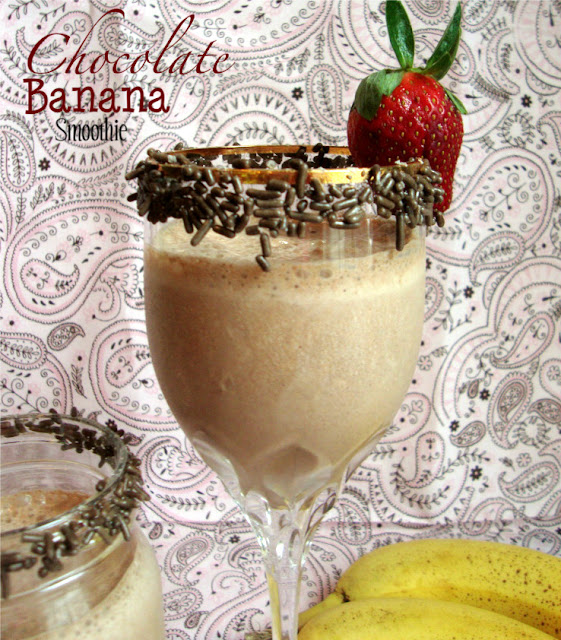 Chocolate Banana Smoothie, with sprinkles because Sprinkles make everything more fun! 