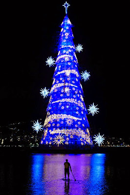 World's Largest Floating Christmas Tree in Rio de Janeiro, Brazil