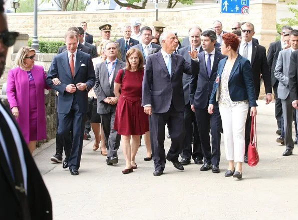 Duke Henri, Duchess Maria Teresa, Prince Guillaume and Princess Stephanie welcomed President Marcelo Rebelo de Sousa at Grand Ducal Palace