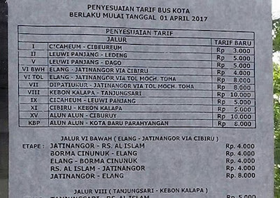 Tarif Terbaru Bus DAMRI di Bandung Berlaku 1 April 2017