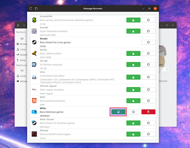 Lutris manage runners Lutris manage runners