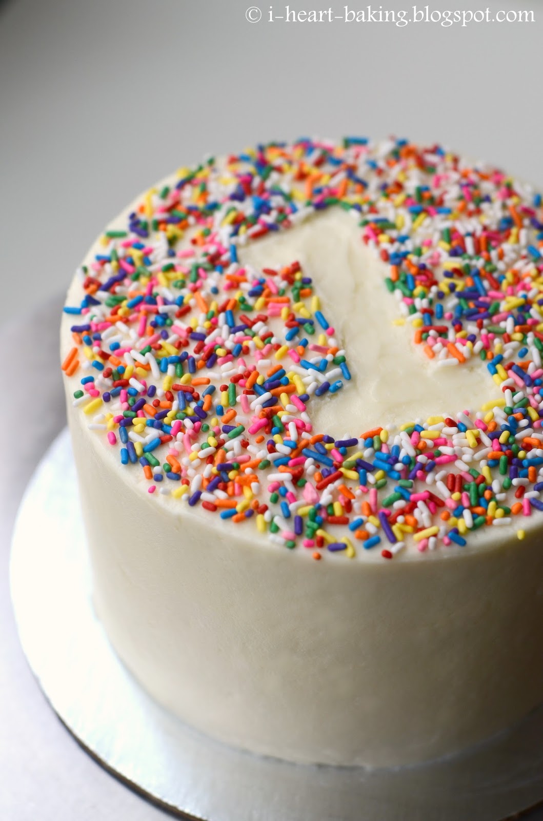 i heart baking! rainbow sprinkle first birthday smash cake