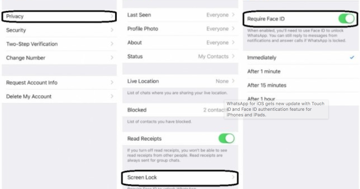 FACEPAGE: WhatsApp, now you can enable touch ID and Face ID.