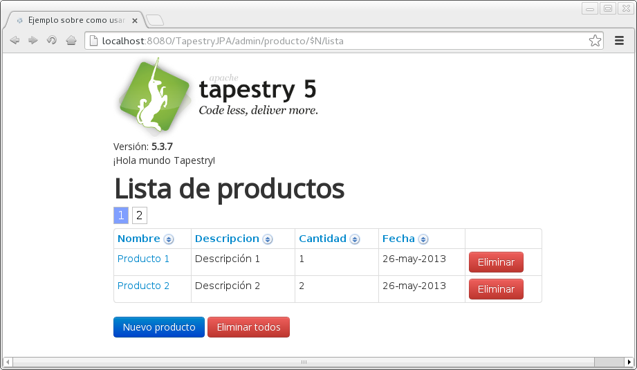 Mantenimiento CRUD en Apache Tapestry El blog de pico.dev