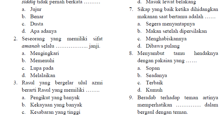 Soal Uas Ukk Aqidah Akhlak Kls 4 Mi Semester 2 Kurikulum 2013 File Guru Now
