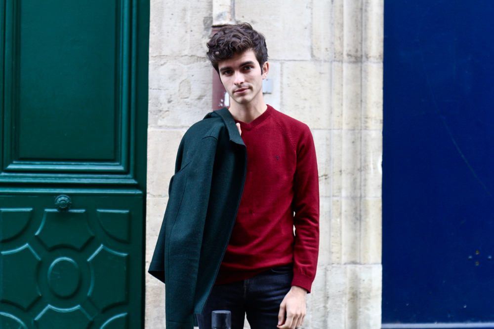 blog-mode-homme-style-masculin-preppy-classique-pull-col-v-rouge-veste-harris-wharf-london-balibaris-skinny-jeans-mec -paris-bordeaux