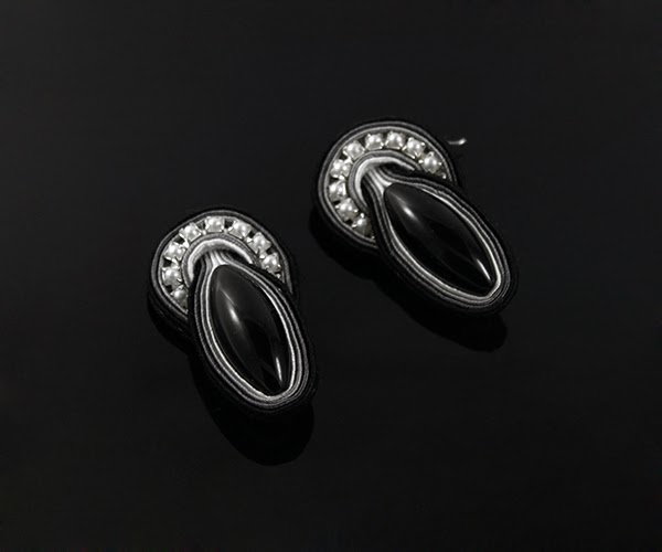 black and white soutache earrings, soutache handmade jewelry