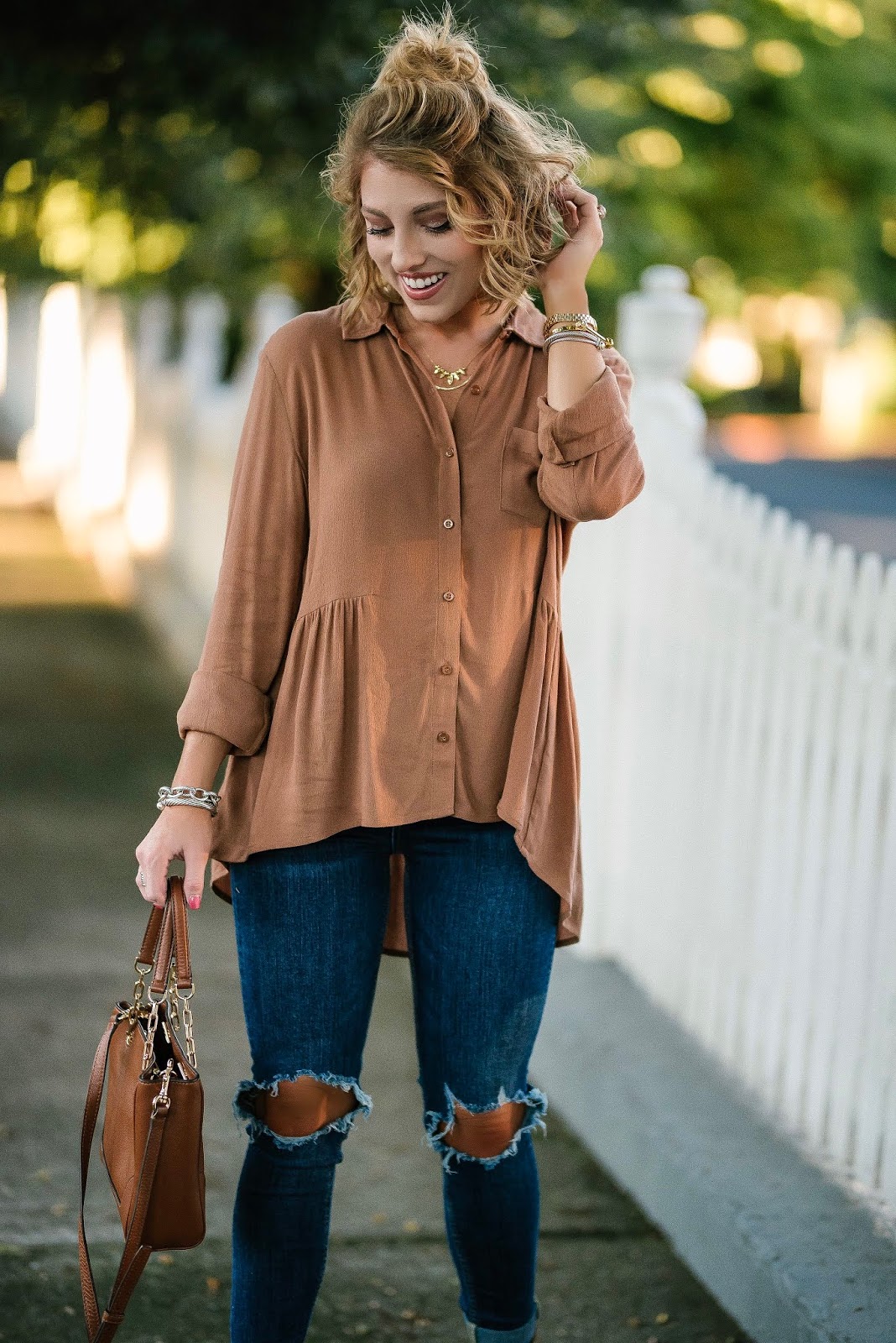 Fall Style: Under $60 High/Low Blouse + Leopard Booties - Something Delightful Blog
