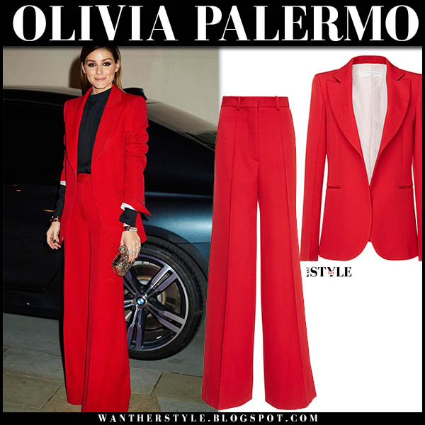 red wide leg suit