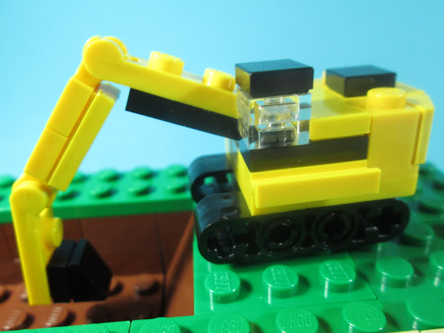 MOC LEGO Escavadora e camião micro escala