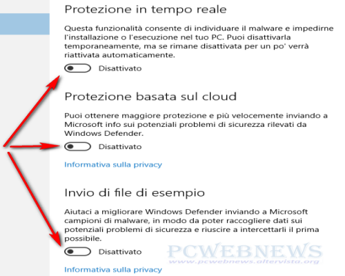 Disattivare o disinstallare Windows Defender