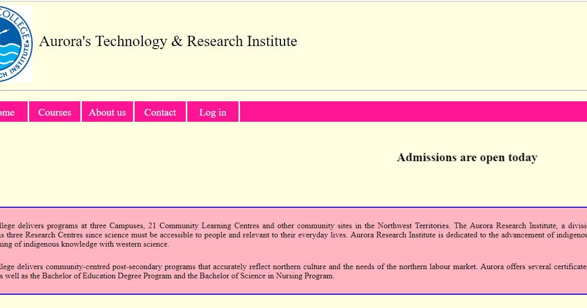 Html Web Pages: College Web Pages Using Html and Css