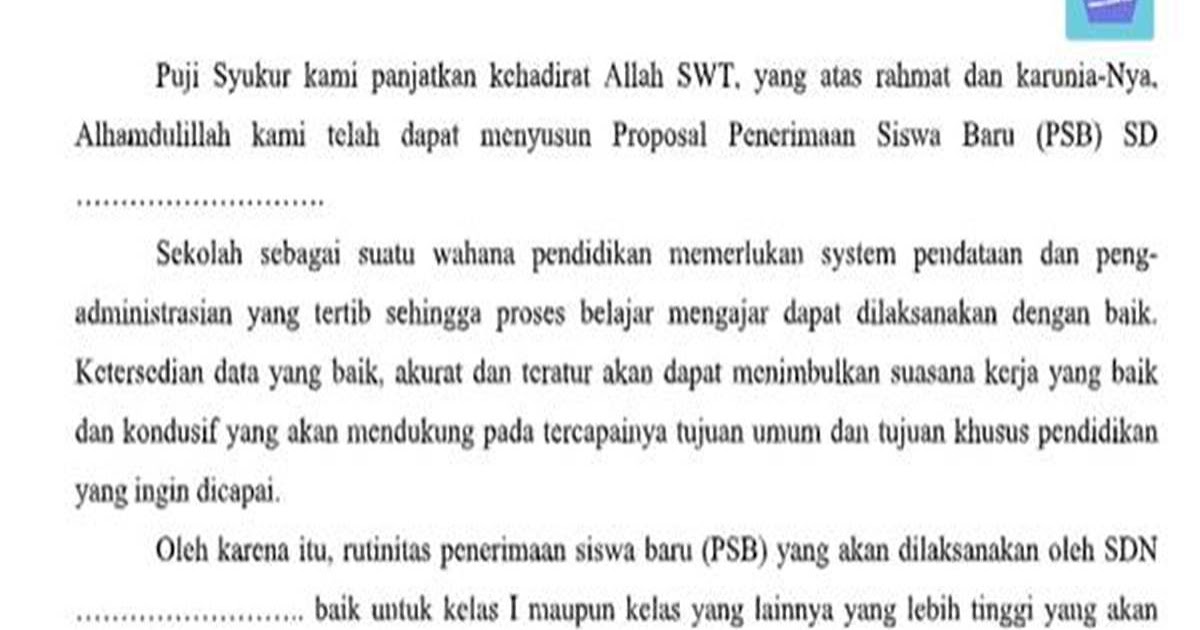 Proposal Kegiatan Penerimaan Siswa Baru Doc Dokumen Sekolah Dasar