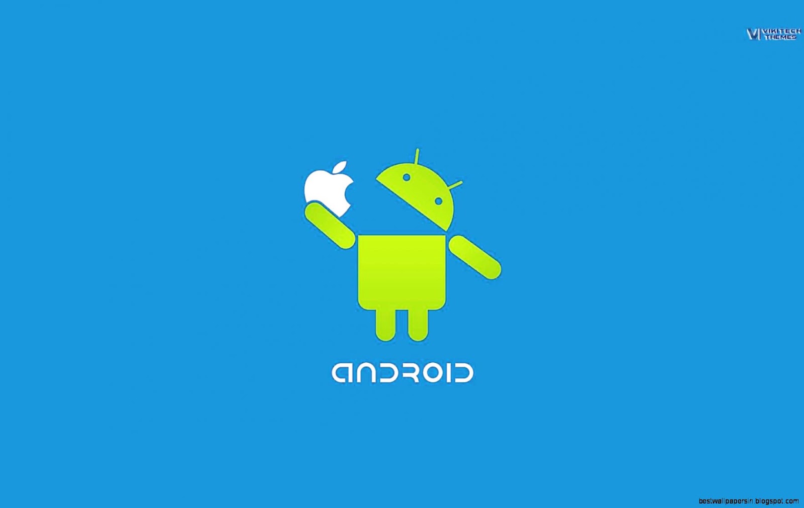 Android Robot Eating Apple