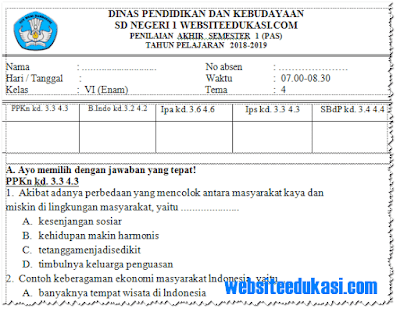 Soal Uas Kelas 6 Tema 4 Semester 1 Kurikulum 2013