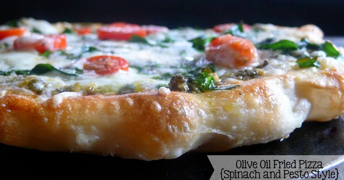 Joyously Domestic Olive Oil Fried Pizza Dough Spinach and Pesto Style