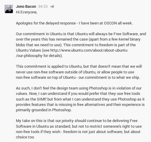 Jono Bacon risponde alle critiche sul software proprietario mostrato 