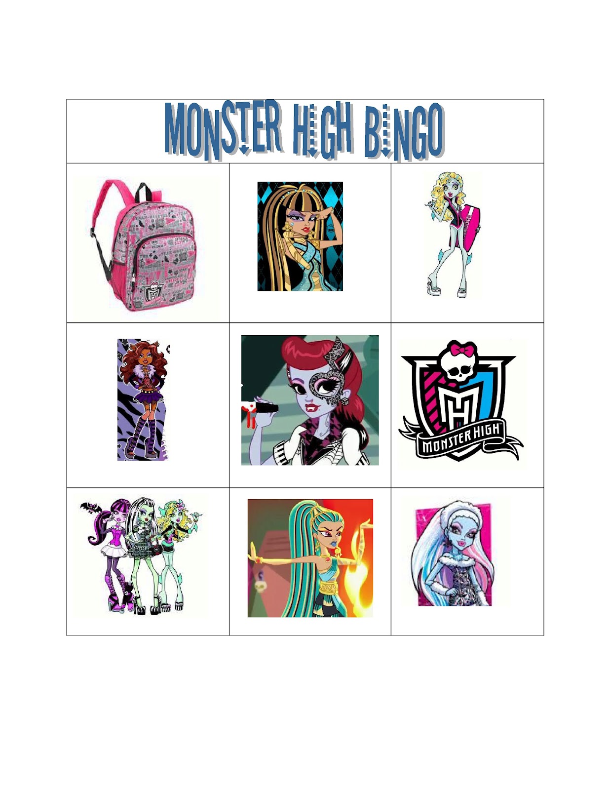 2 Adults 4 Kids 1 Geriatric Dog Chaos Or Fun MONSTER HIGH BINGO 2-adults-4-kids-1-geriatric-dog-chaos-or-fun-monster-high-bingo