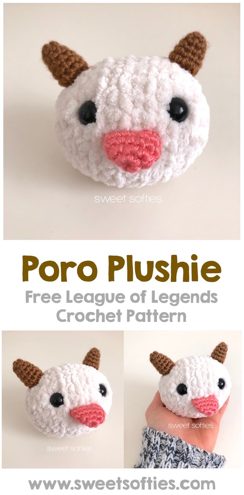 Poro, League of Legends Plushie (Free Crochet Pattern) - Sweet Softies