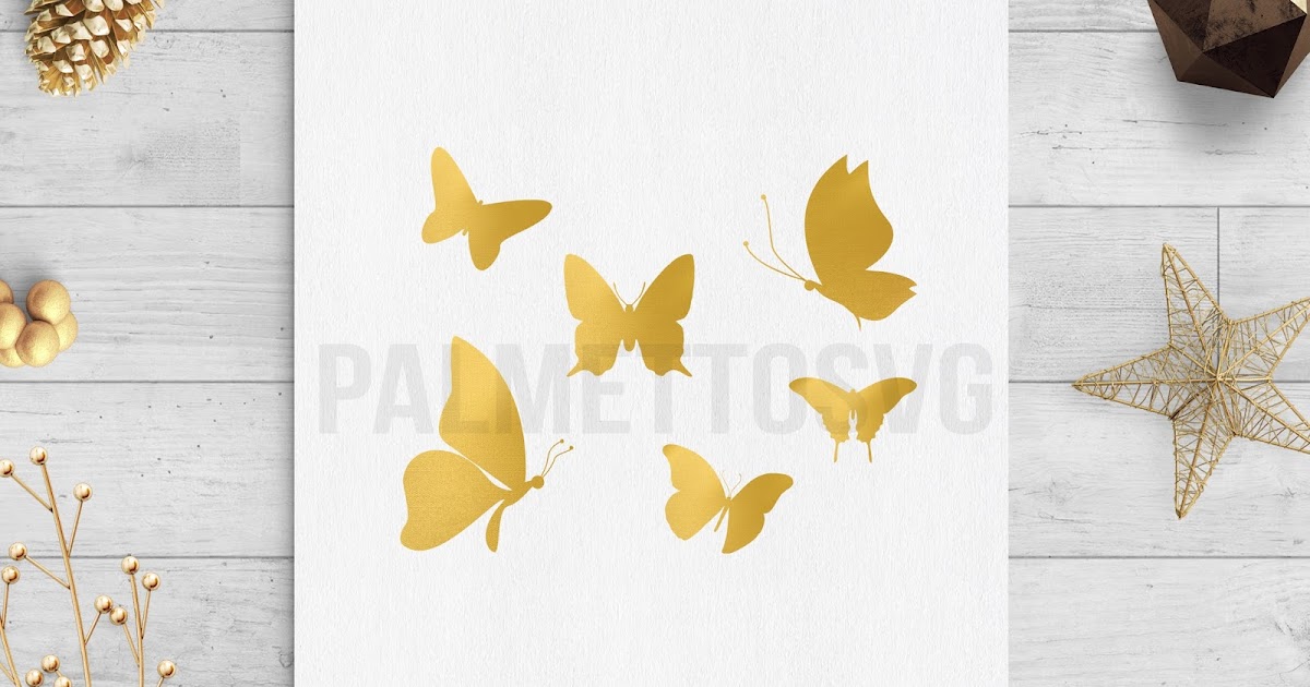 Gold foil butterfly clip art svg dxf silhouette cameo cricut downloads