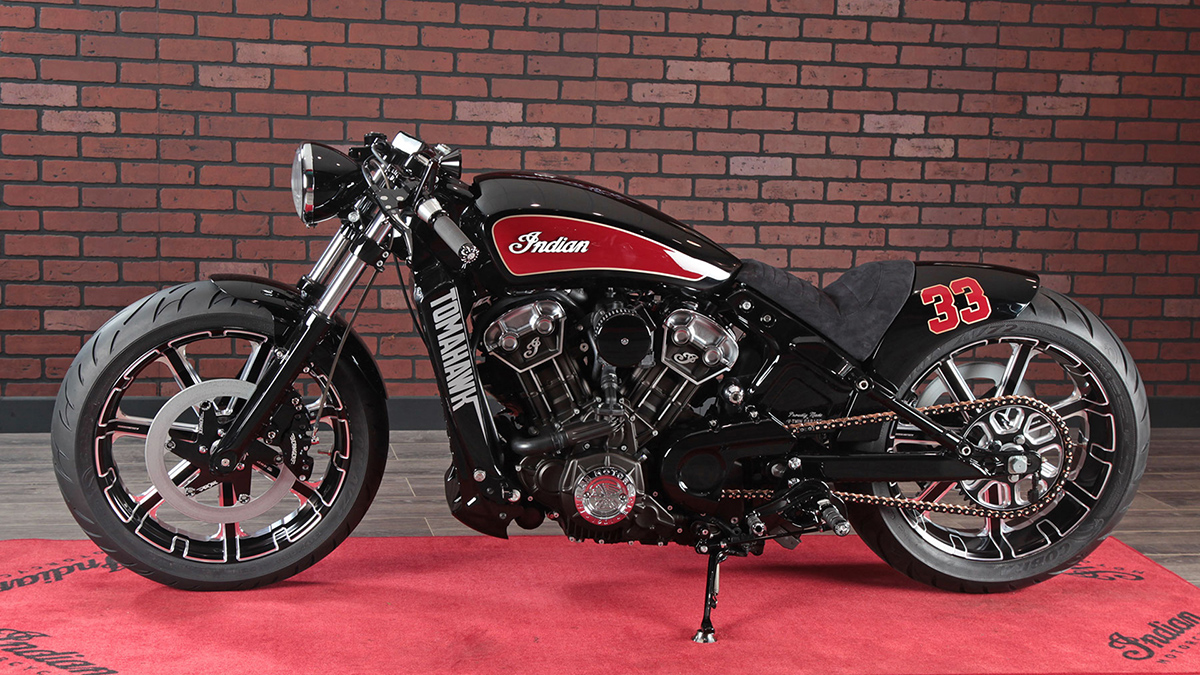 Tomahawk VTwin Garage Indian Scout Return of the Cafe Racers