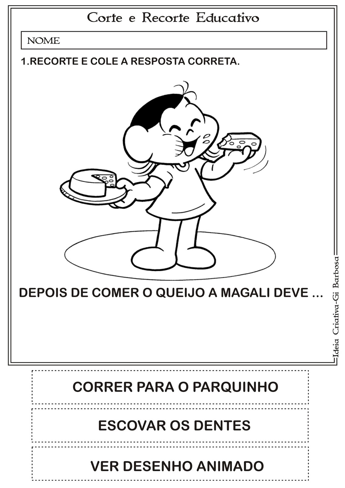 Atividade Higiene Bucal Corte E Recorte Educativo