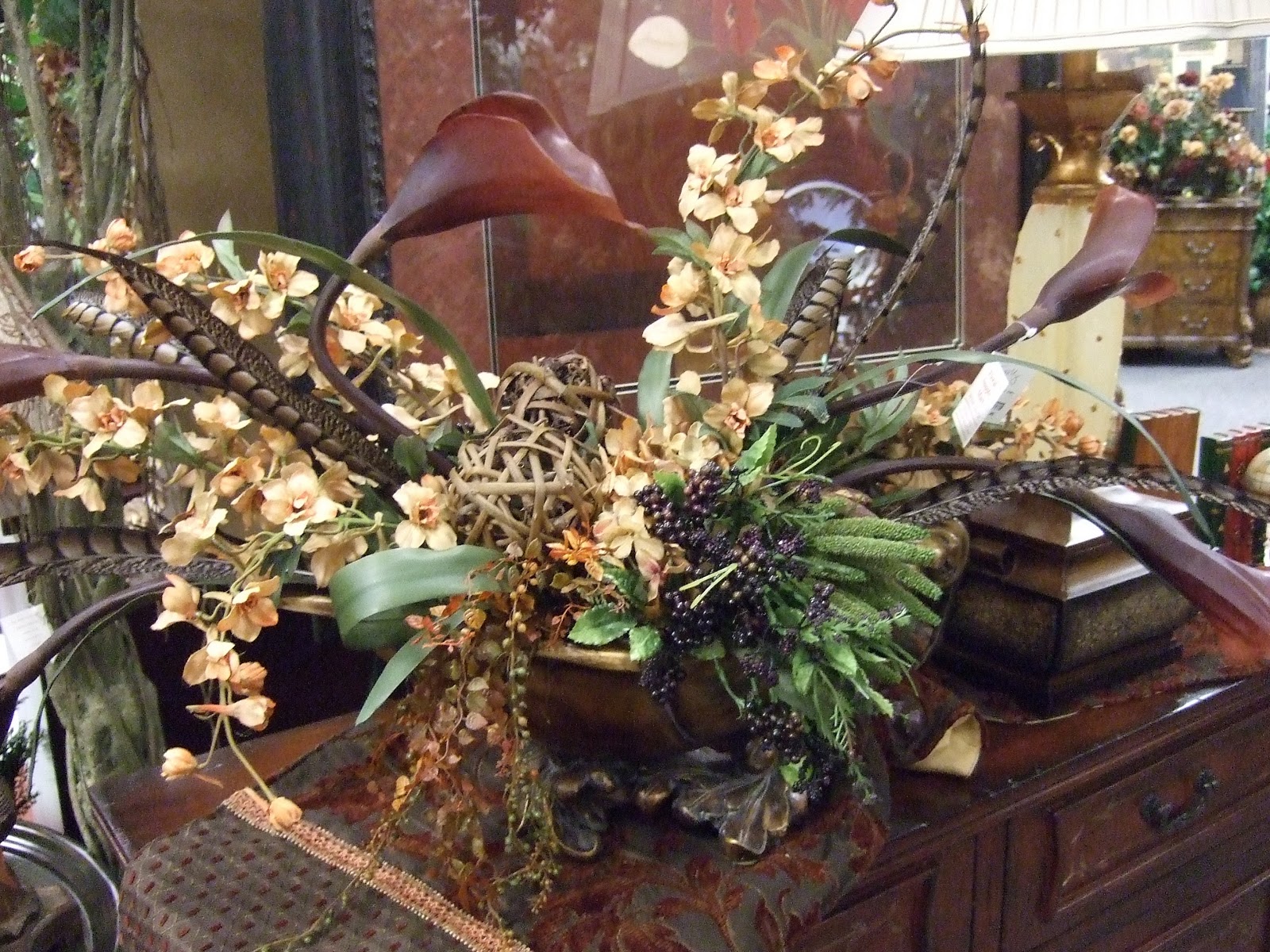 AnaSilkFlowers Brown, Sage and Burgundy Silk Flowers Arrangements