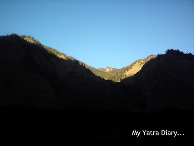Mountains and sunrise in the Garhwal Himalayas