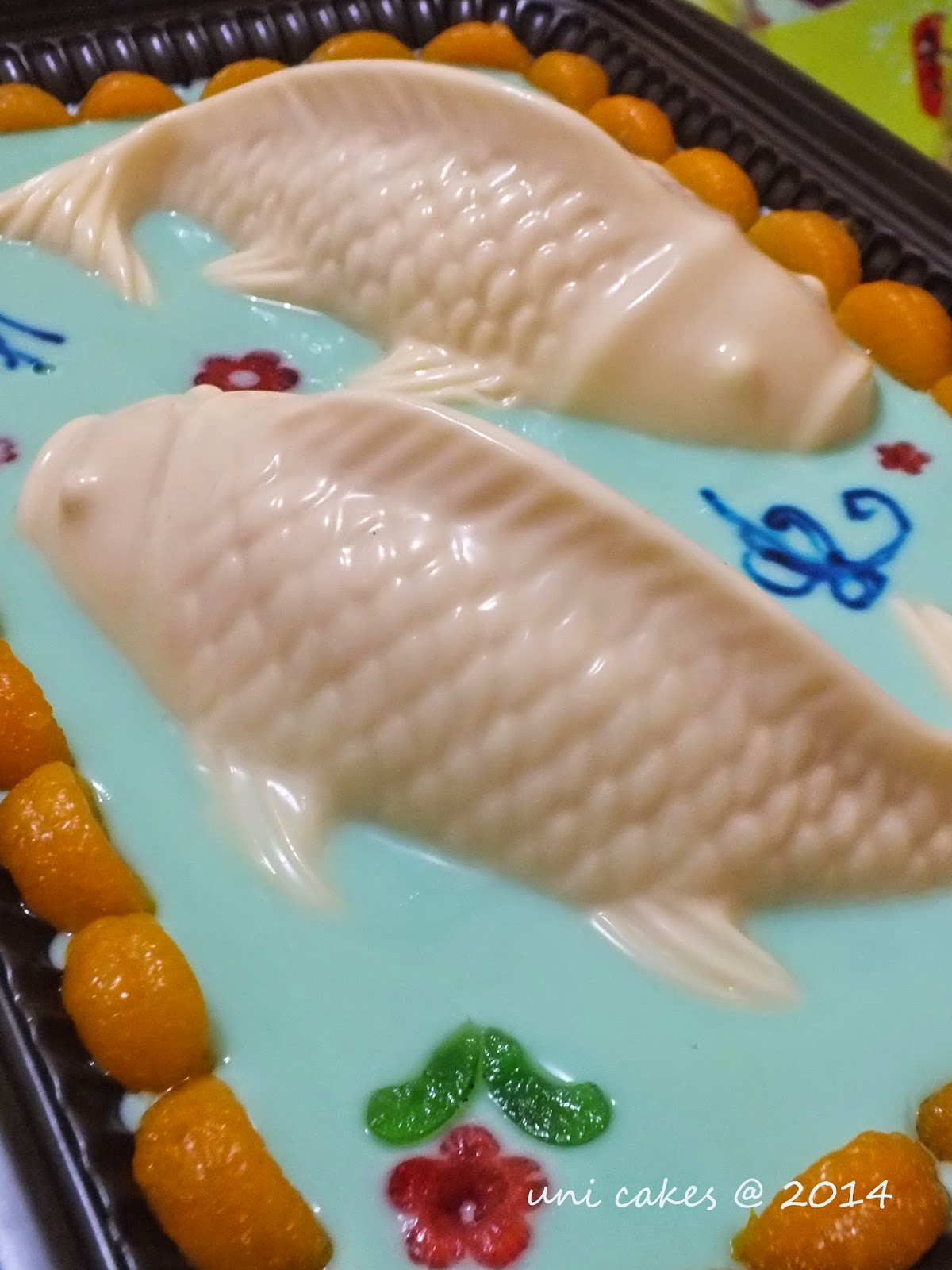 Gambar Puding Ikan Koi Teknik Painting Uni Cake Mewarnai 