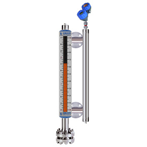 magnetic level indicator with auxiliary tube for guided wave radar
