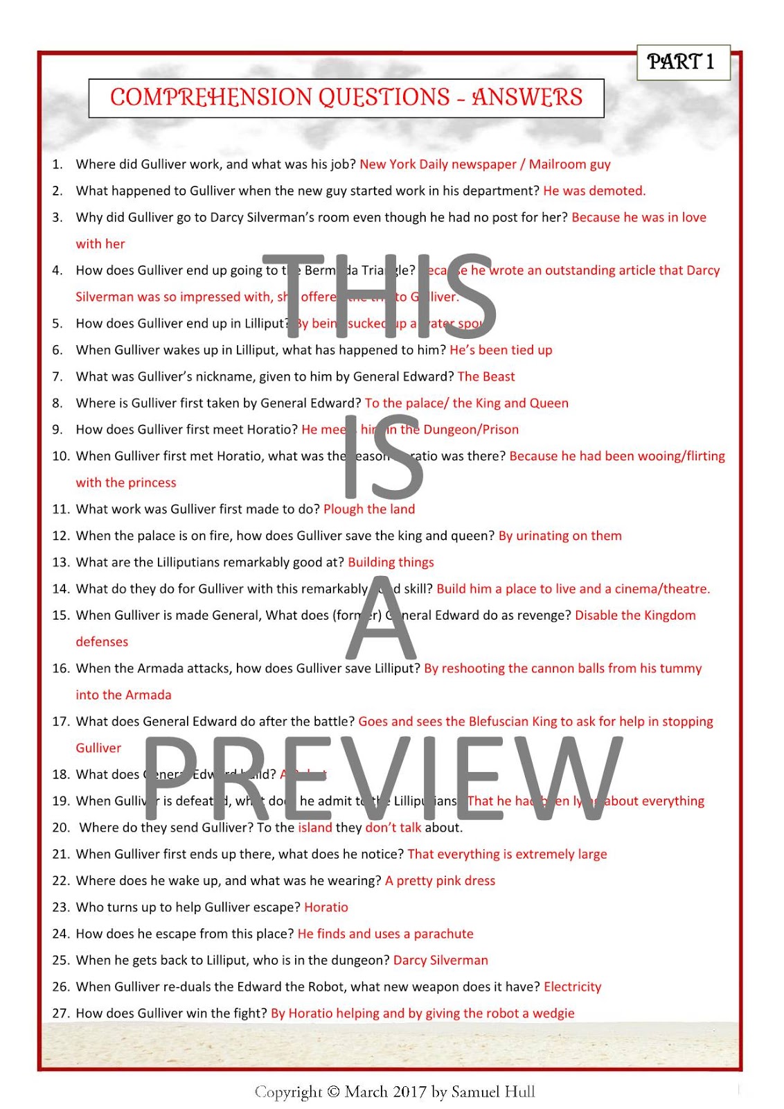 Gulliver's Travels (2010) - Movie Comprehension Questions + Activities