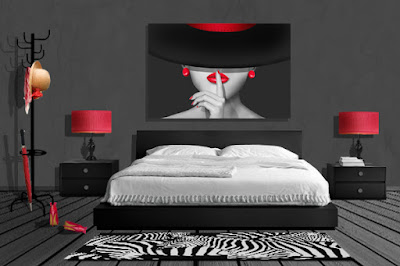 Mausopardia: Wandbilder Schwarz/Weiß mit Colorkey ROT