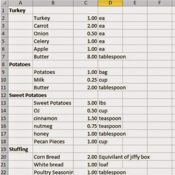menu planner excel