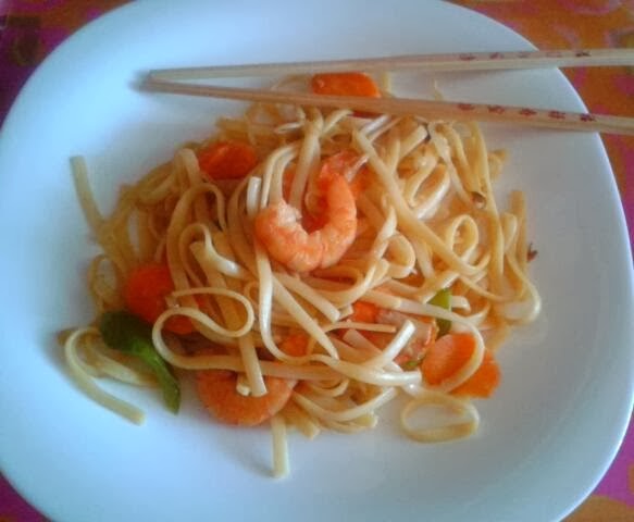 tallarines con gambas