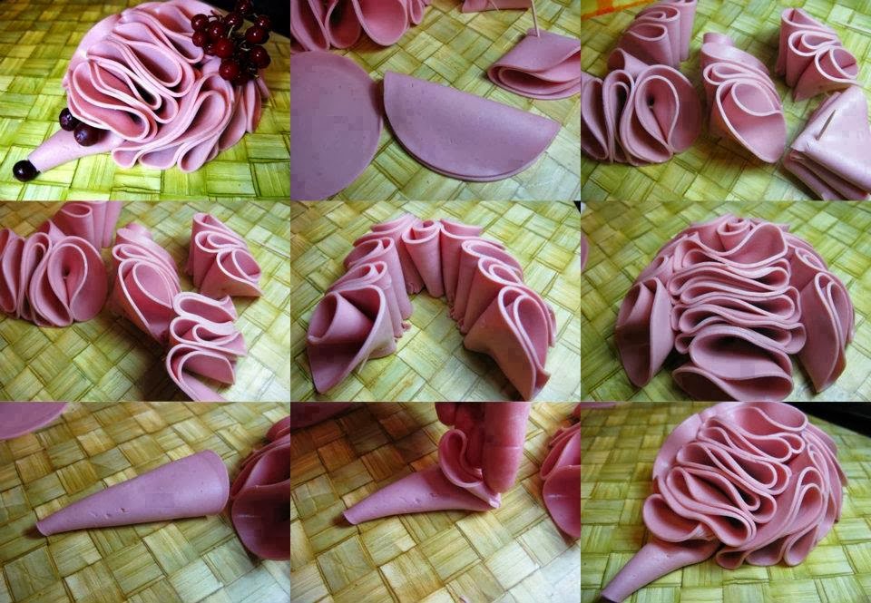 Как сделать из колбаски цветы