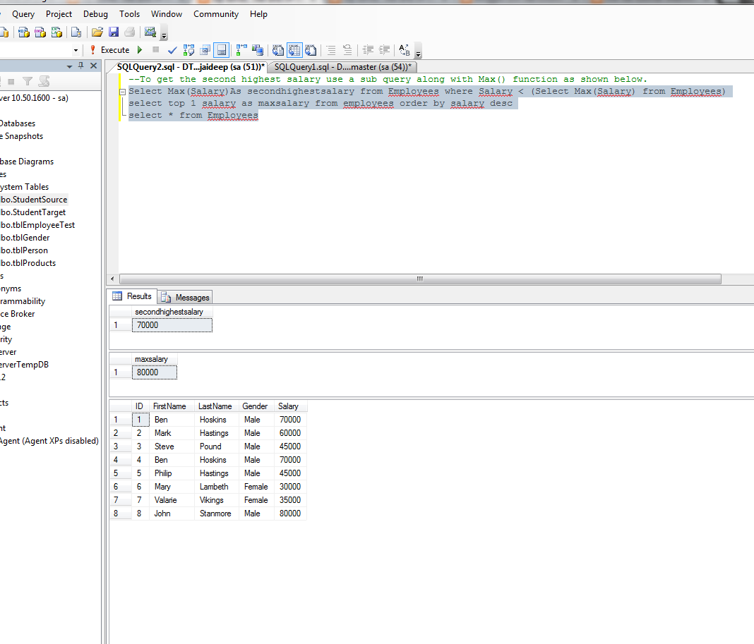 Sql interview question