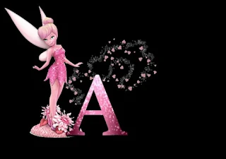 Abecedario con Tinker Bell en Rosa. Pink Tinker Bell Alphabet.