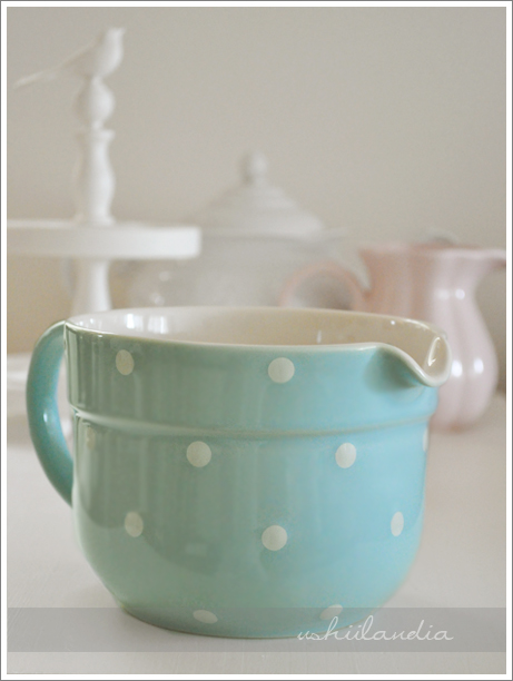 ceramiczna miarka miska kuchenna w groszki błękitna / pastel polka dot ceramic bowl