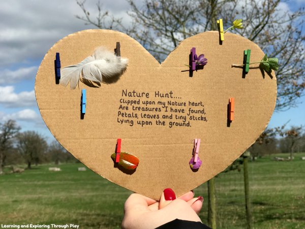 Nature Hunt Cardboard Hearts - Forest School