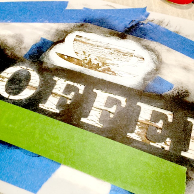 Stenciled and taped coffee sign