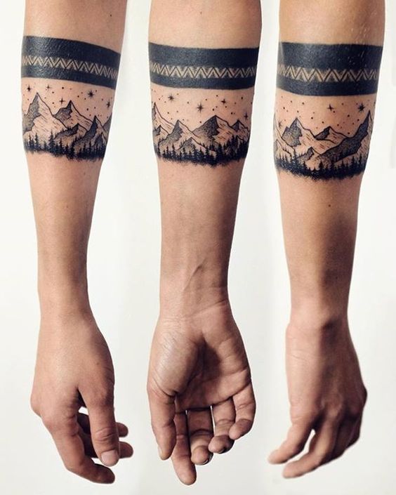 So Lovely Mountain Tattoos on Arm