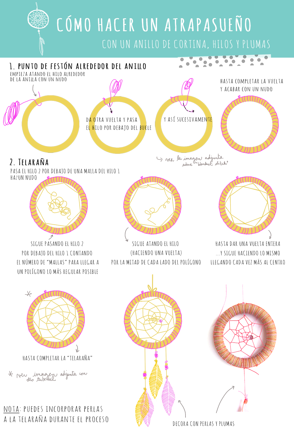 mélimélo studio How to make a dreamcatcher step by step tutorial