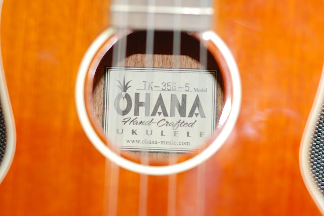Ohana TK-35G-5 Tenor 5 string ukulele label