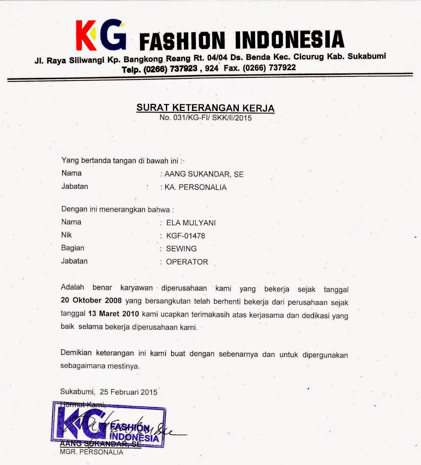 Gambar PAKLARING PT. KG FASHION INDONESIA